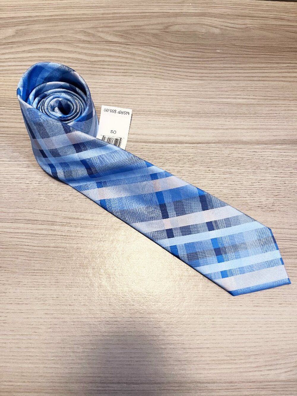 NWT Perry Ellis Portfolio Men’s Blue Plaid Necktie Navy Gray Wedding Office